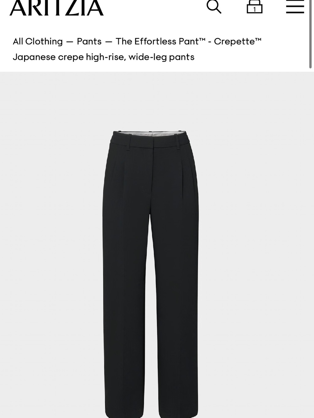 Aritzia Black High-Rise Wide-Leg Crepe Pants